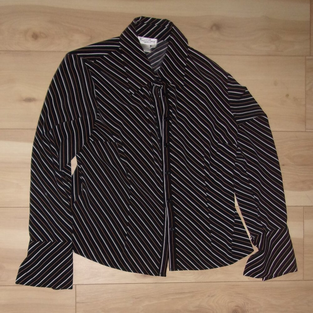 Black and White Striped Women's Top